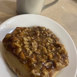 Farmhouse Café - Fresh Sticky bun and a side of Hot Coffee