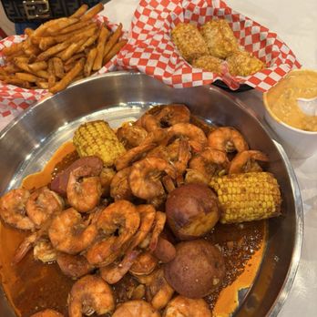 Grab A Crab - Combo For 2- Cajun Chowder, Fries, Fried Corn - Cajun/Creole Near Me - Monterey Park, California