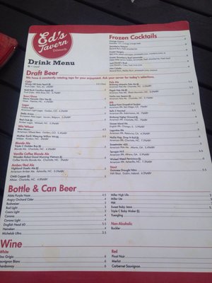 Menu photo 8 Ed's Tavern Charlotte, NC