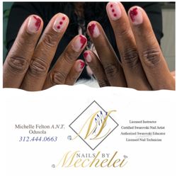 Nails by Mechelei - Clear gel (no-chip) polish with hand drawn art.