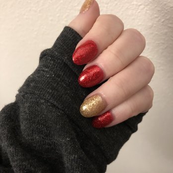 Lady Nails - Acrylic fill with holiday colors - Nail Salons Near Me - Federal Way, Washington