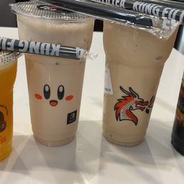 Passion fruit tea with jelly , kung fu milk tea , caramel macchiato slush , COCOA CREAM WOW / ------ Passion fruit tea with jelly , kung fu milk tea , caramel macchiato slush , COCOA CREAM WOW / ------