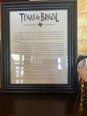 Menu photo 2 Texas de Brazil - Orlando Orlando, FL