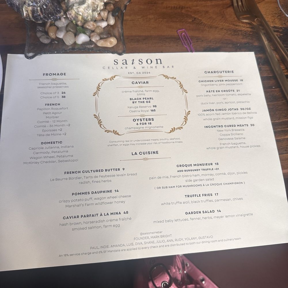 Saison - Dinner menu - Wine Bars Near Me - San Francisco, California Saison - Dinner menu - Wine Bars Near Me - San Francisco, California
