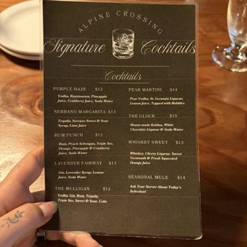 Alpine Crossing and Kitchen - Cocktail menu - Breakfast & Brunch Near Me - McMinnville, Oregon Alpine Crossing and Kitchen - Cocktail menu - Breakfast & Brunch Near Me - McMinnville, Oregon