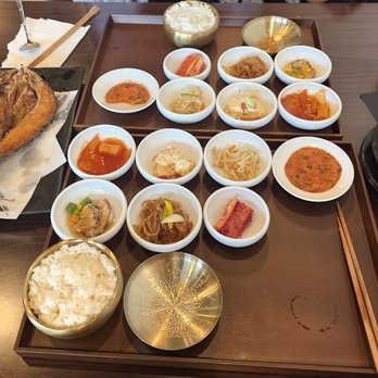 9 Dish Tofu House - Soft tofu soup with grilled yellow croaker, rice, and nine delicious side dishes -- such a satisfying meal! - Korean Near Me - Tustin, California 9 Dish Tofu House - Soft tofu soup with grilled yellow croaker, rice, and nine delicious side dishes -- such a satisfying meal! - Korean Near Me - Tustin, California