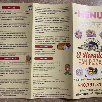 El Hornito Pan Pizza - Menu 3/25/2023 date of visit - Pizza Near Me - Newark, California El Hornito Pan Pizza - Menu 3/25/2023 date of visit - Pizza Near Me - Newark, California
