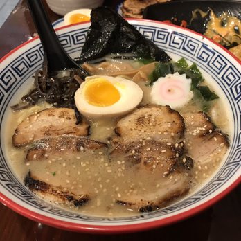 Isshindo Ramen - Tonkotsu Gyokai with egg and woodear mushroom - Ramen Near Me - Allston, Massachusetts