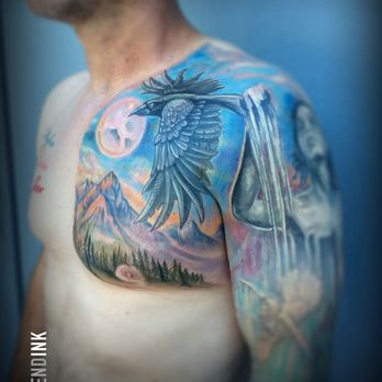 Legend Ink SF - Surreal Sleeve and chest Tattoo - Tattoo Near Me - San Francisco, California Legend Ink SF - Surreal Sleeve and chest Tattoo - Tattoo Near Me - San Francisco, California