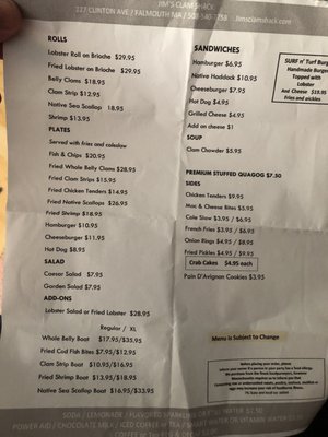 Menu photo 2 Jim's Clam Shack Falmouth, MA Menu photo 2 Jim's Clam Shack Falmouth, MA