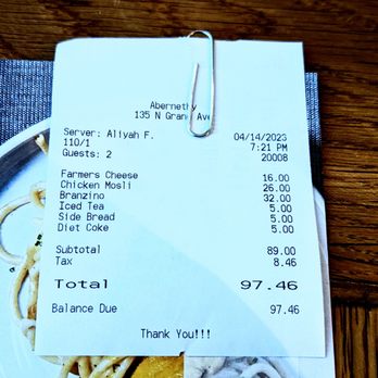 Abernethy's - Our meal price - 4/14/23 -- Abernathy's at the music center. - Cocktail Bars Near Me - Los Angeles, California Abernethy's - Our meal price - 4/14/23 -- Abernathy's at the music center. - Cocktail Bars Near Me - Los Angeles, California