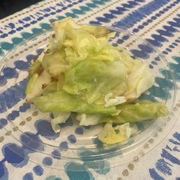 This is the amount of cabbage added in one of the bowls which I told order taker twice, NO CABBA This is the amount of cabbage added in one of the bowls which I told order taker twice, NO CABBA