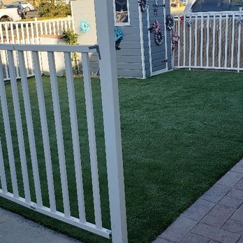 Rodriguez Landscape Renovation - a white picketed fence with artificial grass - Landscaping Near Me Rodriguez Landscape Renovation - a white picketed fence with artificial grass - Landscaping Near Me