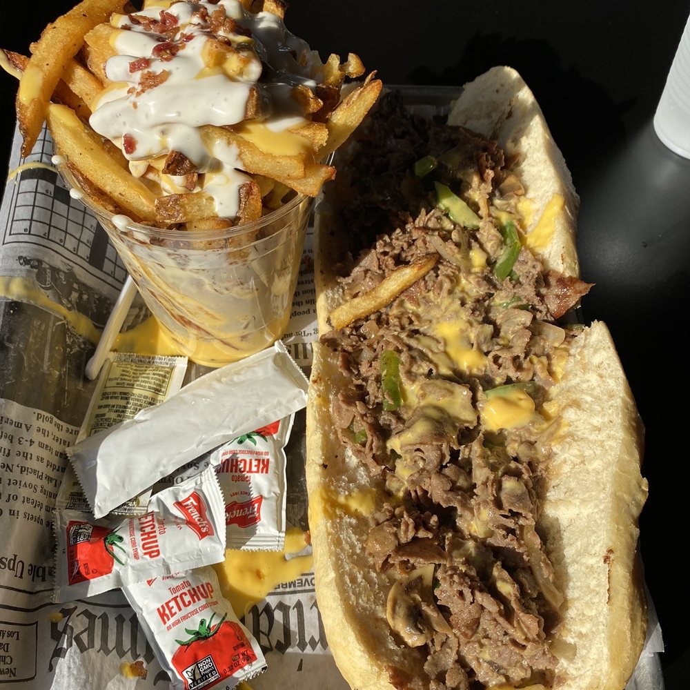Original Philly Cheese Steak with fries in a cup Original Philly Cheese Steak with fries in a cup