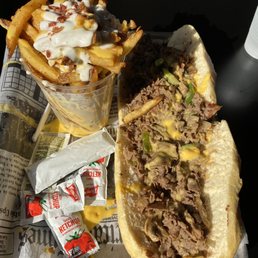 Original Philly Cheese Steak with fries in a cup Original Philly Cheese Steak with fries in a cup