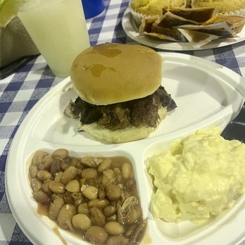 Big John's Texas BBQ - Chopped BBQ Sandwich, Cowboys Beans, and Potato Salad - Barbeque Near Me - Page, Arizona