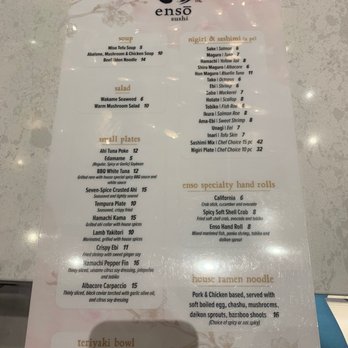 Enso Sushi - Menu - Sushi Bars Near Me - Brooks, California Enso Sushi - Menu - Sushi Bars Near Me - Brooks, California