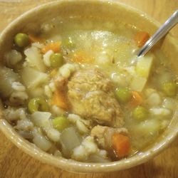 Subito Sandwich - Beef and barley soup. Hearty and delicious. $5.31.