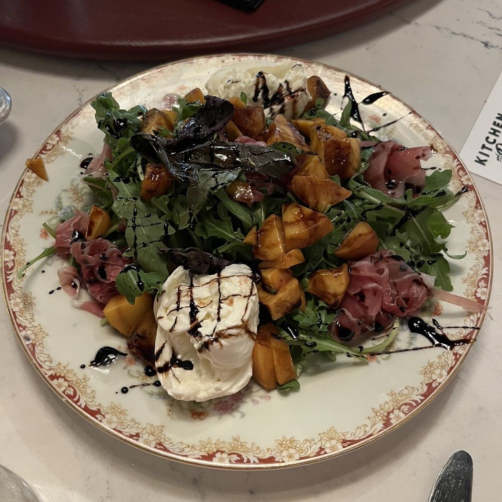 Kitchen and Rail - Grilled Peach Burrata Salad - Bars Near Me - Eagan, Minnesota Kitchen and Rail - Grilled Peach Burrata Salad - Bars Near Me - Eagan, Minnesota