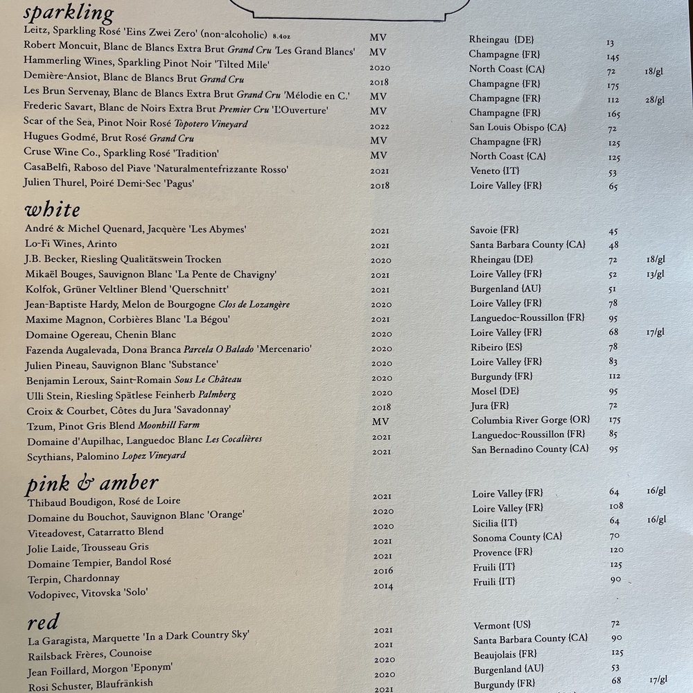 Dunsmoor - Wine list - American Near Me - Los Angeles, California Dunsmoor - Wine list - American Near Me - Los Angeles, California