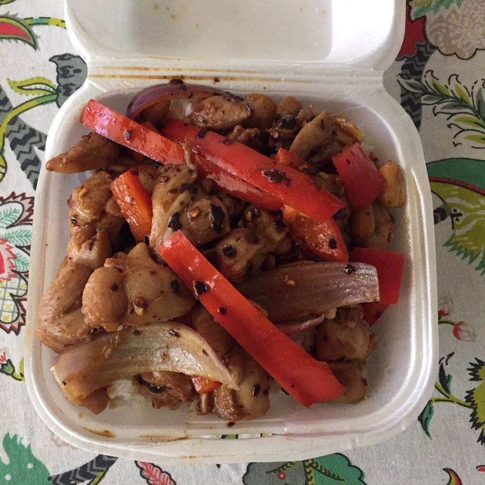 Bellon's Kung Pao Express - a plastic container filled with food - Asian Fusion Near Me - Bryan, Texas