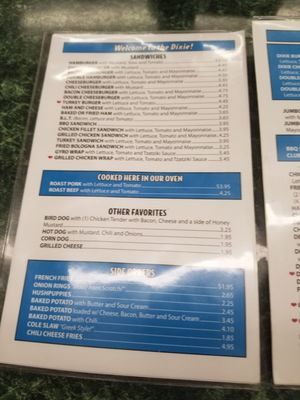 Menu photo 5 The Dixie Drive In Greenwood, SC