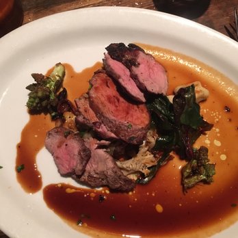 Cabezon - Mesquite grilled Lamb sirloin with ricotta dumplings, chanterelles, cauliflower, kale and madeira olive jus - Seafood Near Me - Portland, Oregon