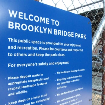 Brooklyn Bridge Park - sign in park - Parks Near Me - Brooklyn, New York