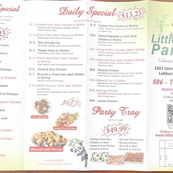 Little Panda Chinese Restaurant - Menu pg. 2 of 2 (Dec 2025) - Chinese Near Me - Lubbock, Texas