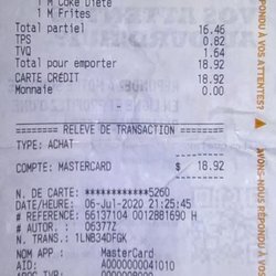 McDonald's - 6 juillet 2020 / $18.92