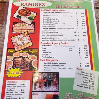 Taqueria Ramirez - Menu - Tacos Near Me - Mission, Texas
