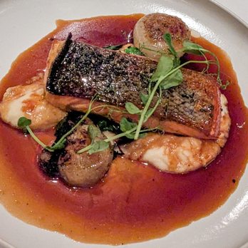 Hôtel Quintessence - Royal Salmon in Miso Sauce with Maple Glazed Onions, Sauteed Spinach and Parsnip Puree - Hotels Near Me - Mont-Tremblant, Quebec Hôtel Quintessence - Royal Salmon in Miso Sauce with Maple Glazed Onions, Sauteed Spinach and Parsnip Puree - Hotels Near Me - Mont-Tremblant, Quebec