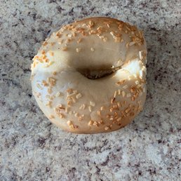 a bagel on a countertop