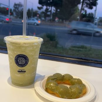 Paris Baguette - Lavender Matcha Frappe & matcha donut - Bakeries Near Me - Fremont, California
