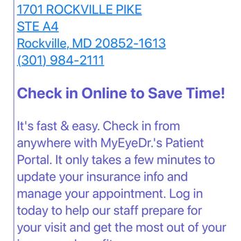 MyEyeDr - Example how my appointment was confirmed. - Optometrists Near Me - Rockville, Maryland MyEyeDr - Example how my appointment was confirmed. - Optometrists Near Me - Rockville, Maryland