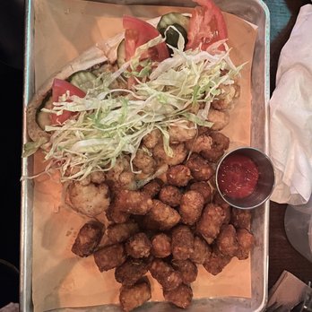 Lagarde American Eatery - Shrimp Po' Boy with Cajun Tots - New American Near Me - Chamblee, Georgia