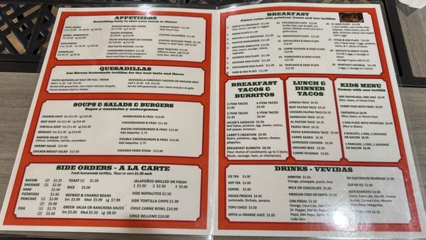 Menu photo 1 Las Barcas Canyon Lake, TX