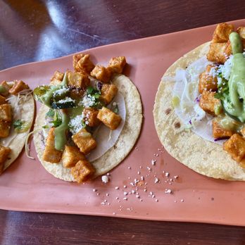 Taco Mogo - Three taco plate w/sticky bbq tofu. - Korean Near Me - Eugene, Oregon