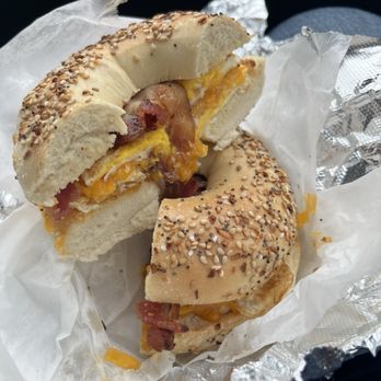Bagel 'N' Go - Bacon, egg & cheddar on an everything bagel - so good! - Bakeries Near Me - Scotrun, Pennsylvania Bagel 'N' Go - Bacon, egg & cheddar on an everything bagel - so good! - Bakeries Near Me - Scotrun, Pennsylvania