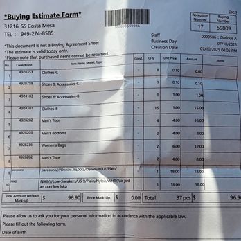 2nd Street - Costa Mesa - buying estimate form - Used, Vintage & Consignment Near Me - Costa Mesa, California