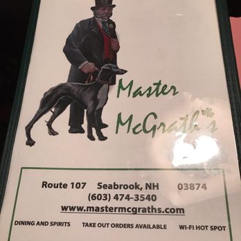 Master McGrath's - Front of the menu at Master McGrath's - American Near Me - Seabrook, New Hampshire