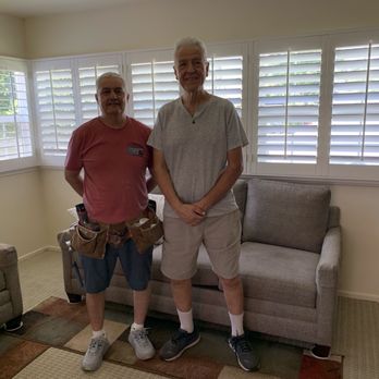 Nantucket Shutters - Luis and Michael posing after the installation - Shutters Near Me - Chatsworth, California Nantucket Shutters - Luis and Michael posing after the installation - Shutters Near Me - Chatsworth, California