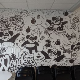 a mural of cartoon characters
