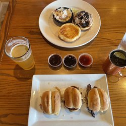 Haze Smokehouse - Slider appetizer and brisket sandwich