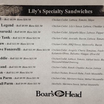 Lily's Weston Market - Speciality sandwich menu (1 of 2) - Delis Near Me - Weston, Connecticut Lily's Weston Market - Speciality sandwich menu (1 of 2) - Delis Near Me - Weston, Connecticut