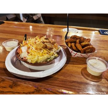 Sit-N-Bull Pub - Side salad & fried banana peppers side of horseradish dip | #intenselypassionatephotography - Pubs Near Me - Painted Post, New York