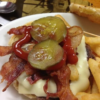 Water St Cafe - Bacon cheeseburger. Didn't even notice the paper cut out guy in the back going in for a bite. - Breakfast & Brunch Near Me - Geneva, New York Water St Cafe - Bacon cheeseburger. Didn't even notice the paper cut out guy in the back going in for a bite. - Breakfast & Brunch Near Me - Geneva, New York