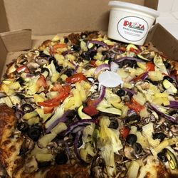 Gourmet Veggie no bell peppers (thank you for reminding me) extra mushroom!!