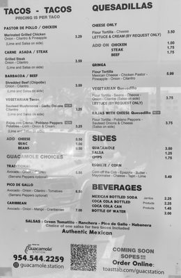 Menu photo 5 Guacamole Station Dania Beach, FL