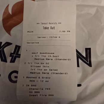 Buckhorn BBQ + Grill - My receipt. - Barbeque Near Me - Rocklin, California